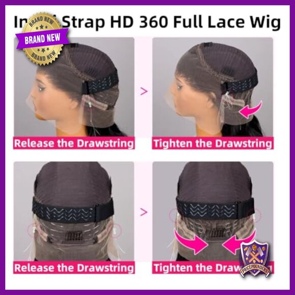 24 Inch 360 Lace Front Wig Human Hair Glueless Pre Plucked 180 Density main image 7